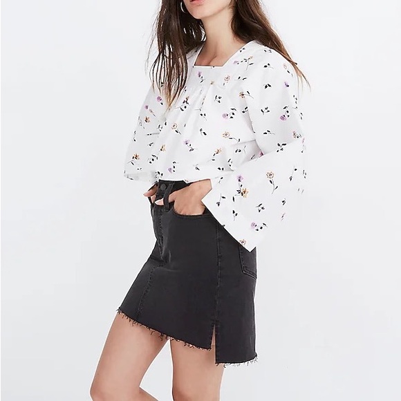 Madewell Stretch Denim Straight Mini Skirt in Lunar Wash: Step-Hem Ed.🖤🌝 Sz 32 - Picture 2 of 8